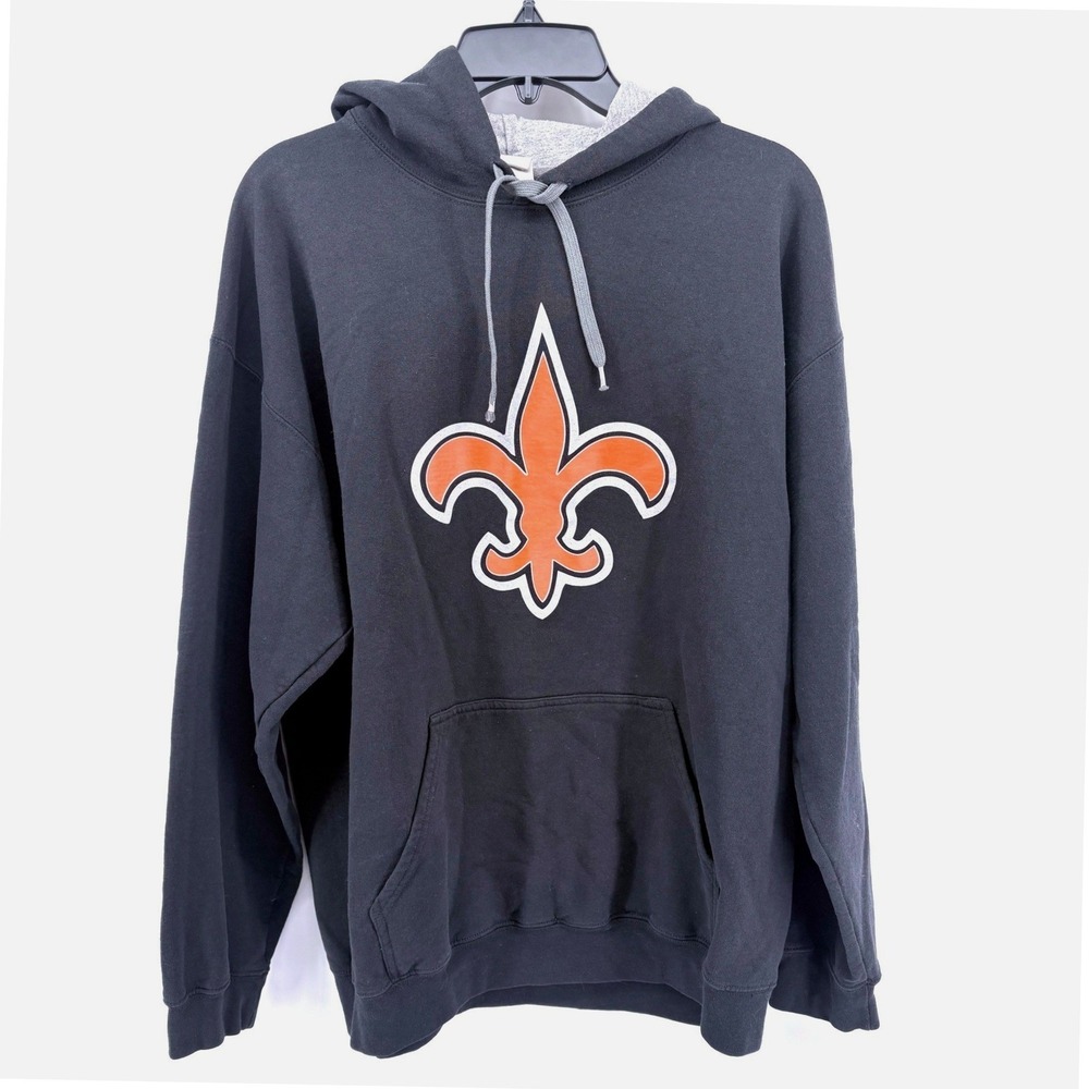 Gildan Heavy Blend Mens Large Black Fleur-de-lis Saints Graphic Hoodie Pullover